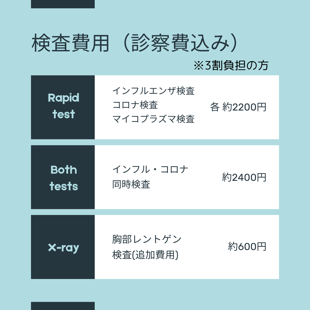 迅速検査の費用